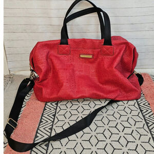 Juicy Couture Weekender Bag Scarlet Red Black Wordplay Overnighter